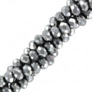 Top Facet kralen disc 3x2mm - Dark Silver-pearl shine coating